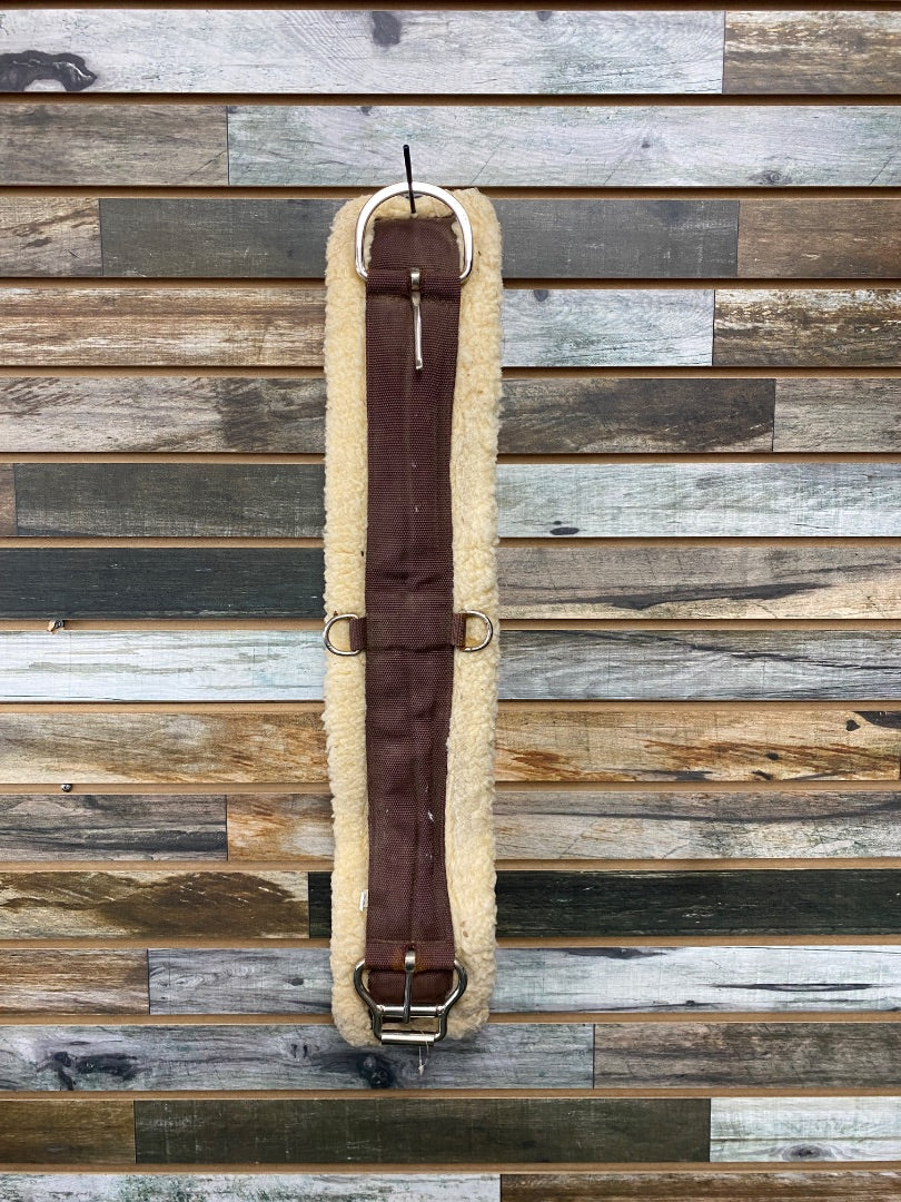 USED Golden Horseshoe Equestrian Western Cinch Nylon Fleece 28” Brown