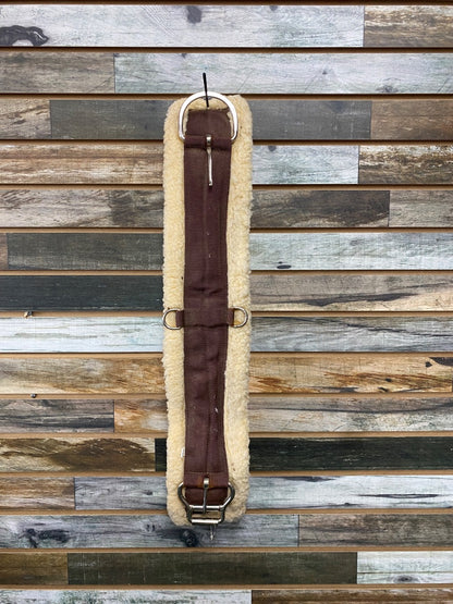 USED Golden Horseshoe Equestrian Western Cinch Nylon Fleece 28” Brown