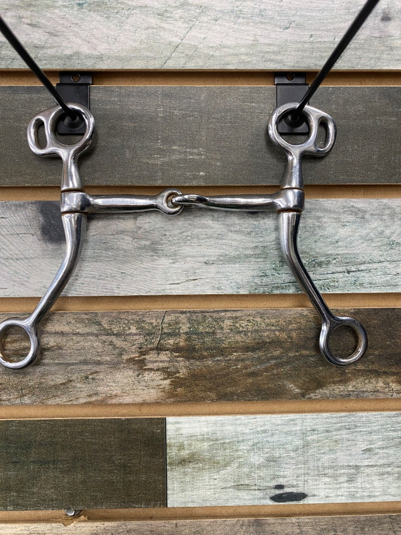 USED Golden Horseshoe Equestrian Western Jointed Long Shank Curb 5” Silver