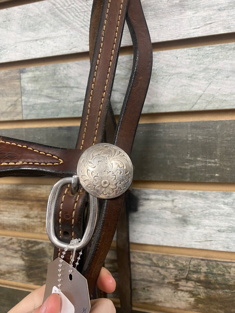 USED Western Headstall Tooled Browband Style