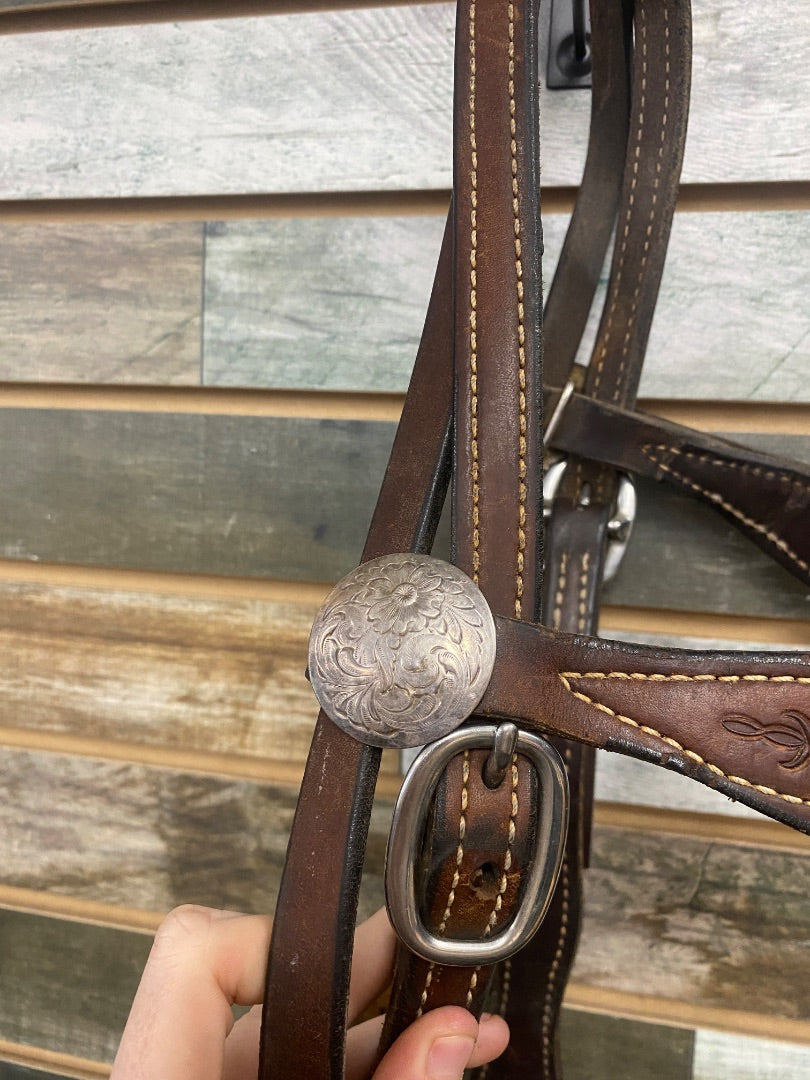 USED Western Headstall Tooled Browband Style