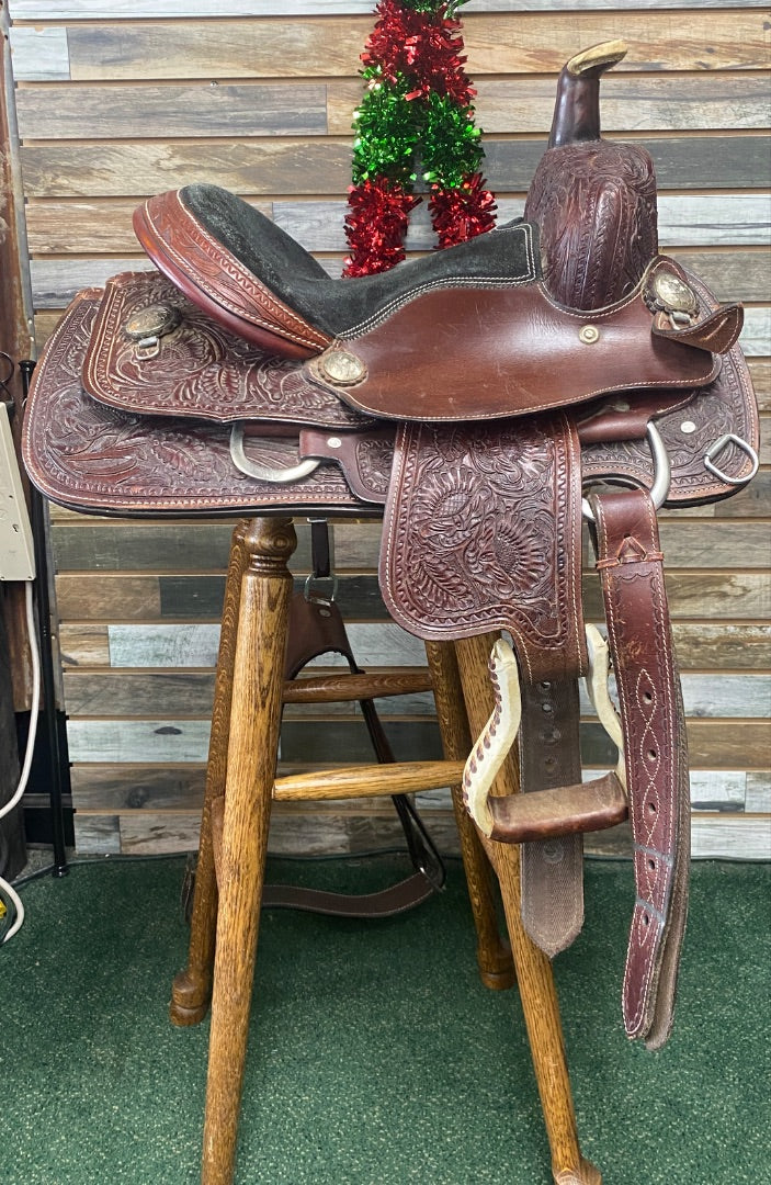 USED Tough1 Royal King Youth Trail Saddle 12" Mahogany