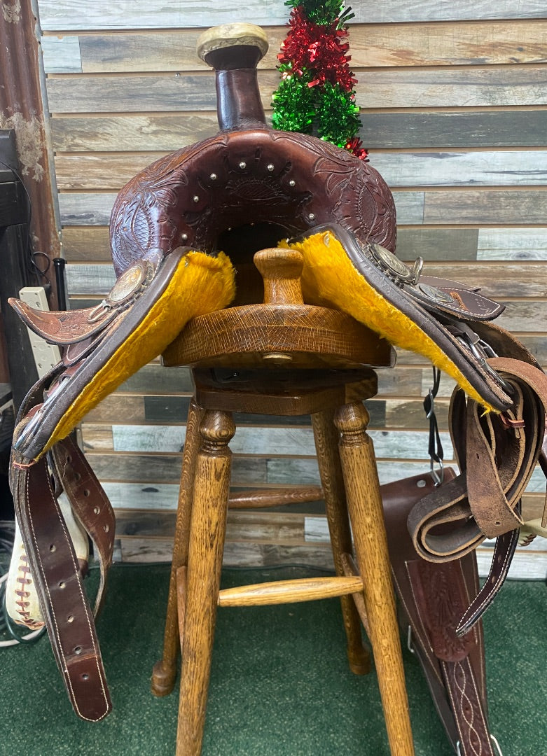 USED Tough1 Royal King Youth Trail Saddle 12" Mahogany
