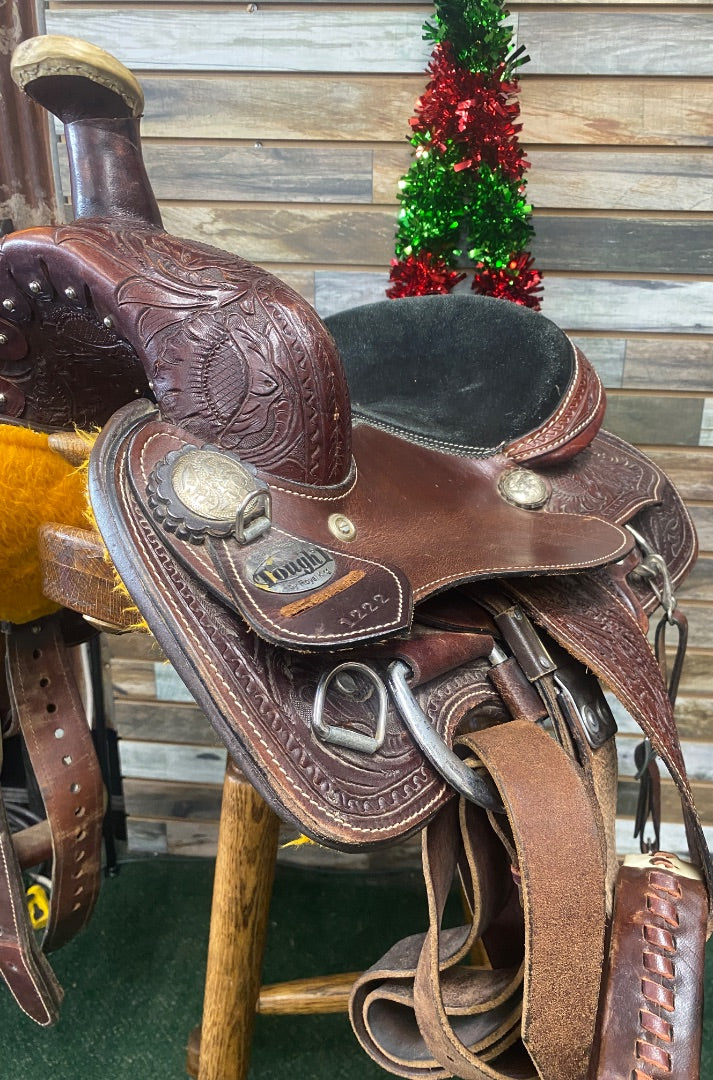USED Tough1 Royal King Youth Trail Saddle 12" Mahogany