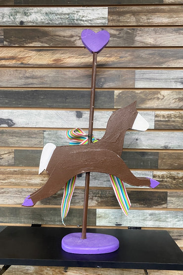 USED  Wood Horse Statue  Purple/Brown