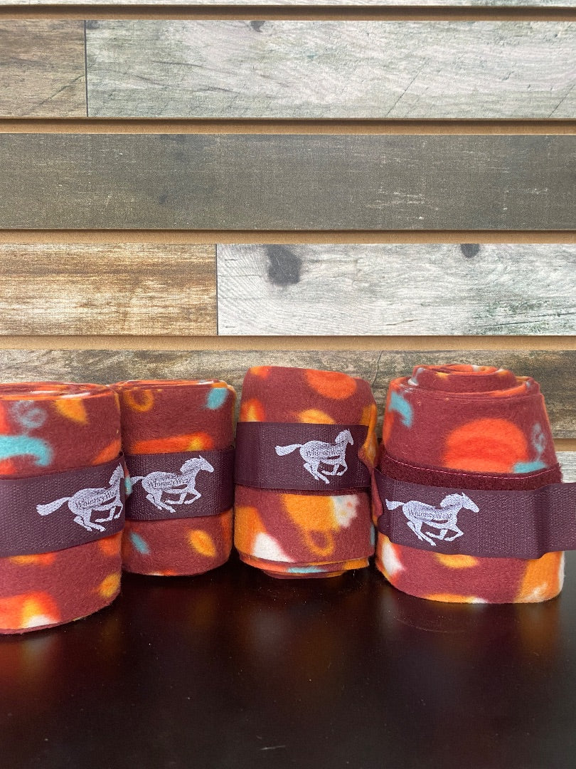 USED WhinneyWear Polo Wraps Horse Maroon/Orange
