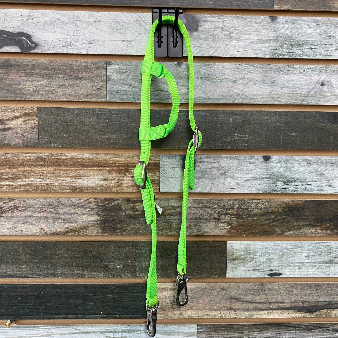 USED Triple E Nylon One-Ear Headstall Horse Neon Green