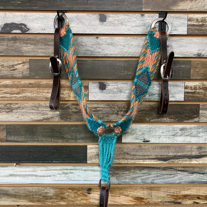 USED Red Mare Western Breast Collar Horse Turquoise/Coral