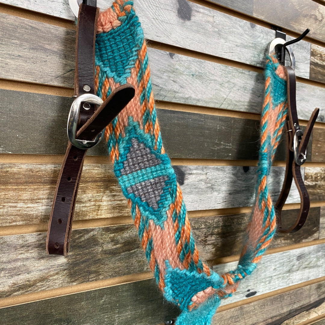 USED Red Mare Western Breast Collar Horse Turquoise/Coral