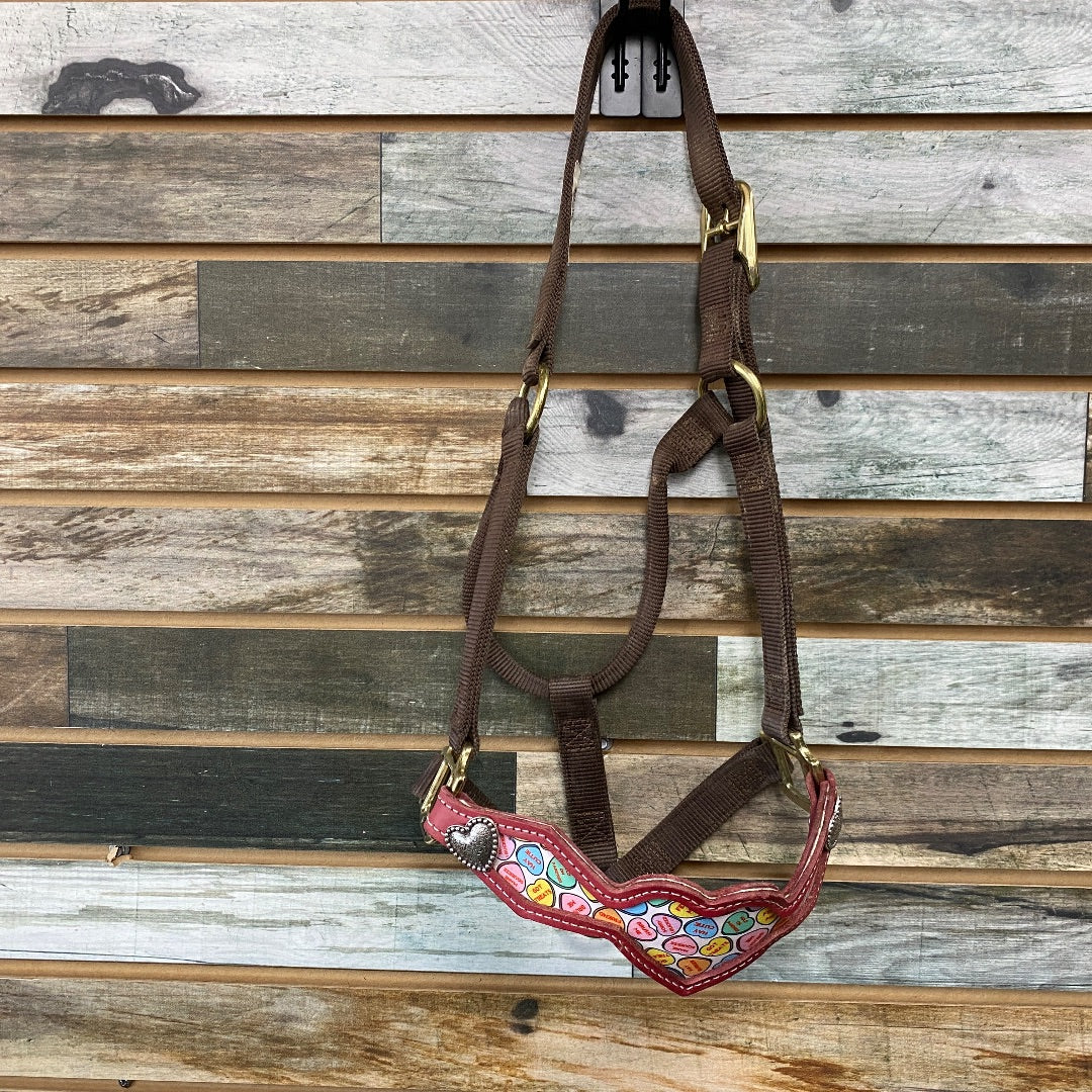 USED Weaver Nylon Halter With Bronc Noseband Average Horse Brown/Pink