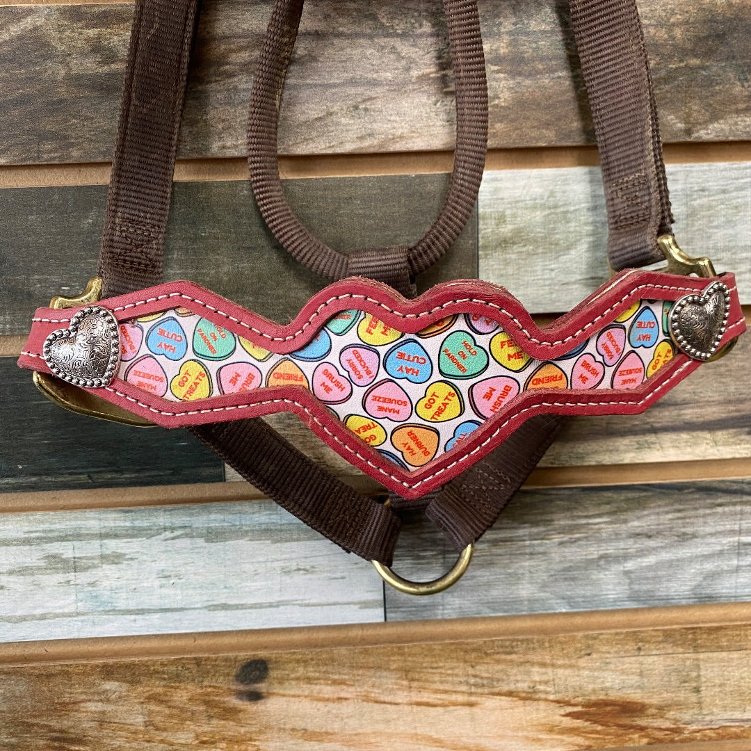 USED Weaver Nylon Halter With Bronc Noseband Average Horse Brown/Pink