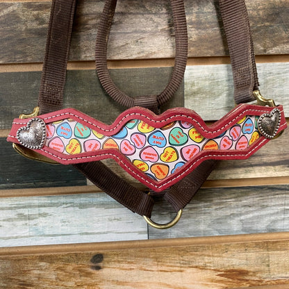 USED Weaver Nylon Halter With Bronc Noseband Average Horse Brown/Pink