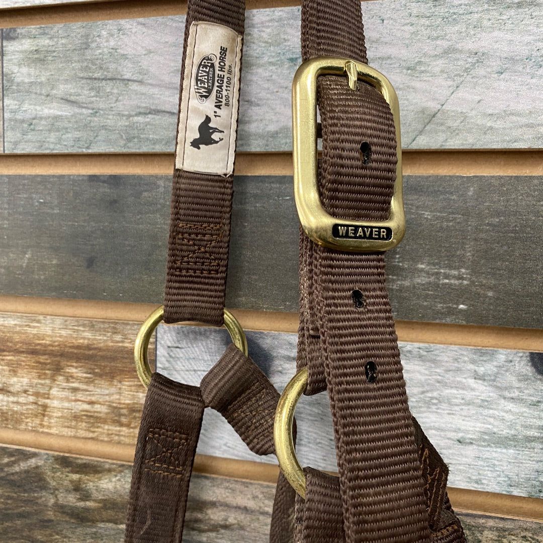 USED Weaver Nylon Halter With Bronc Noseband Average Horse Brown/Pink