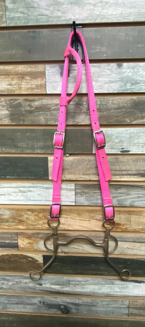 USED Bright Pink One-Ear Headstall with Medium Port Shank Bit