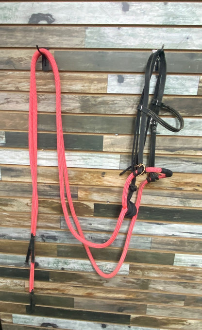 USED Ridge Creek Loping Hackamore – Bright Pink & Black Combo