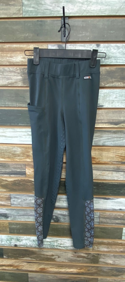 USED Kerrits Youth Extended Silicone Knee Patch Tights | Size Youth Medium