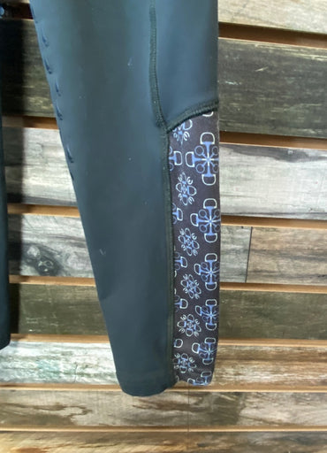 USED Kerrits Youth Extended Silicone Knee Patch Tights | Size Youth Medium