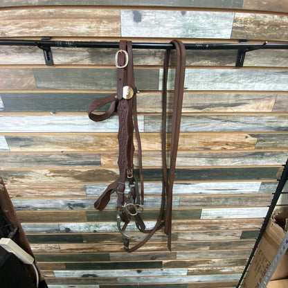 USED Golden Horseshoe Equestrian Western Browband Headstall Horse Medium Oil