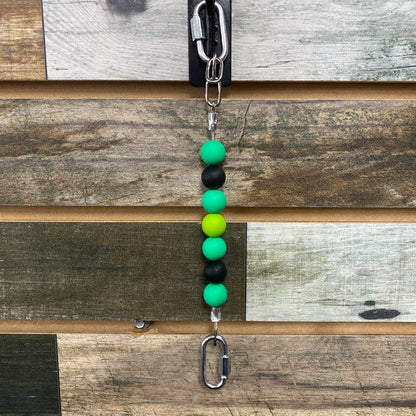 USED  Beaded Curb Chain  Green, Black and Lime