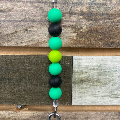 USED  Beaded Curb Chain  Green, Black and Lime