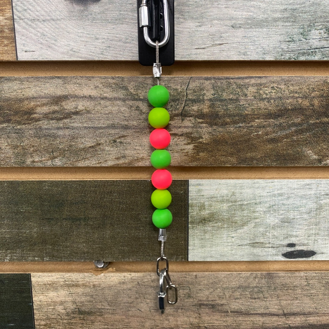 USED  Beaded Curb Chain  Green/ Pink