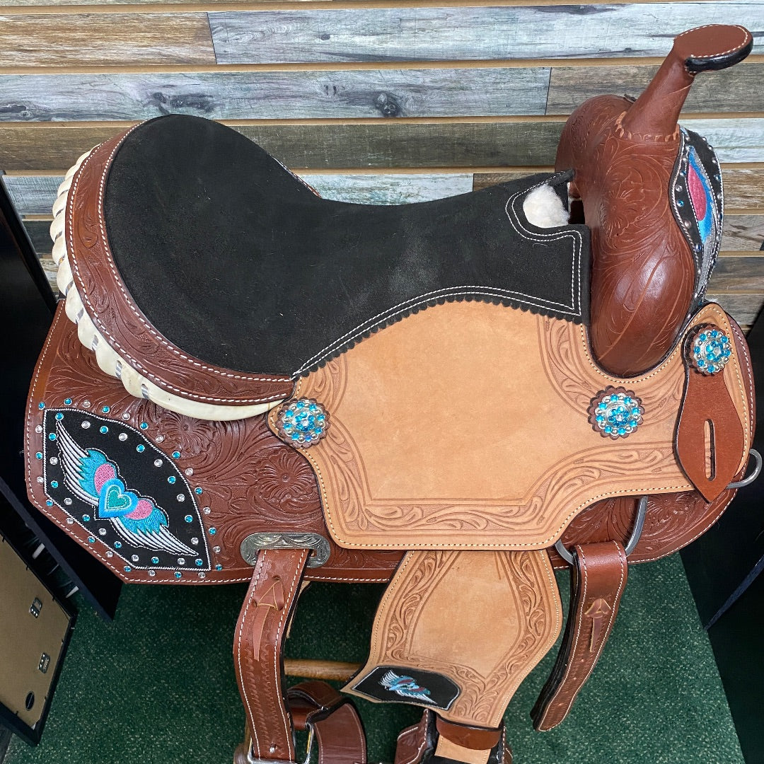 USED Stunning Barrel Saddle – 16" Seat, 7" Gullet