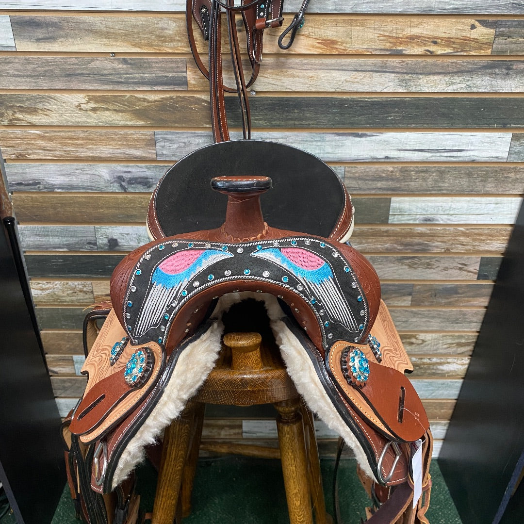 USED Stunning Barrel Saddle – 16" Seat, 7" Gullet