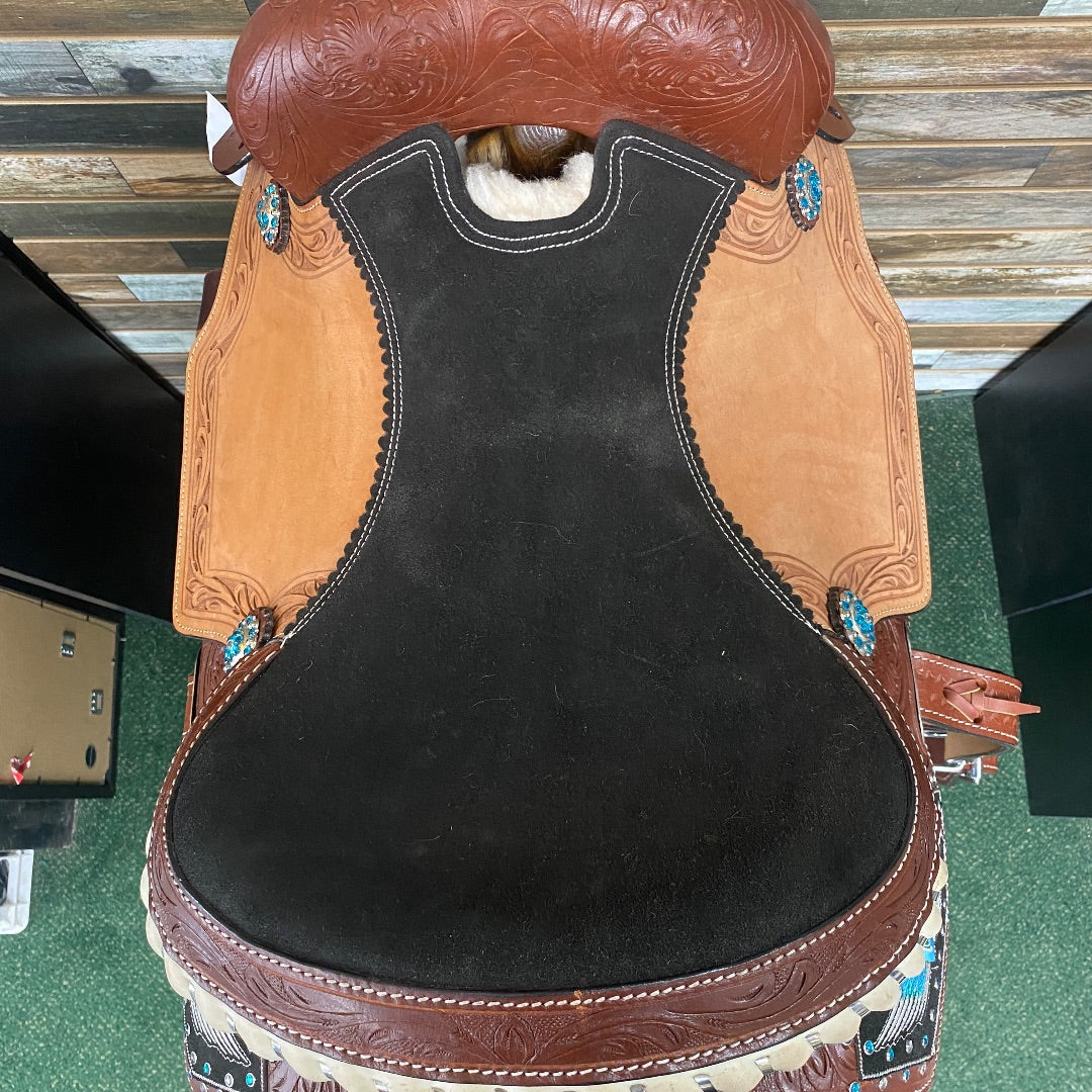 USED Stunning Barrel Saddle – 16" Seat, 7" Gullet