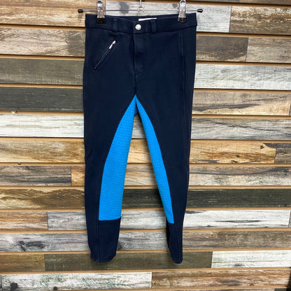 USED Horze Full Seat Breeches Jr Medium Navy/ Light Blue