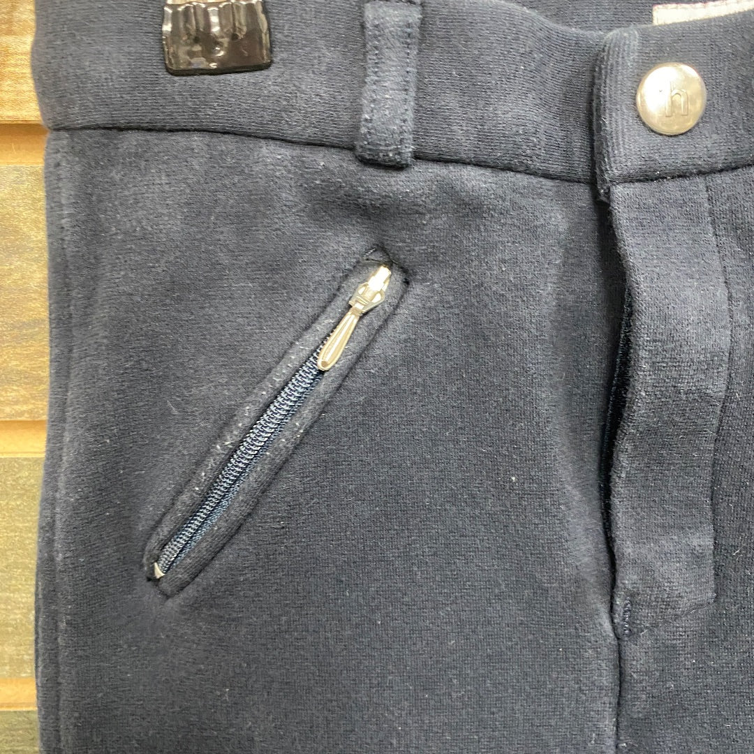 USED Horze Full Seat Breeches Jr Medium Navy/ Light Blue