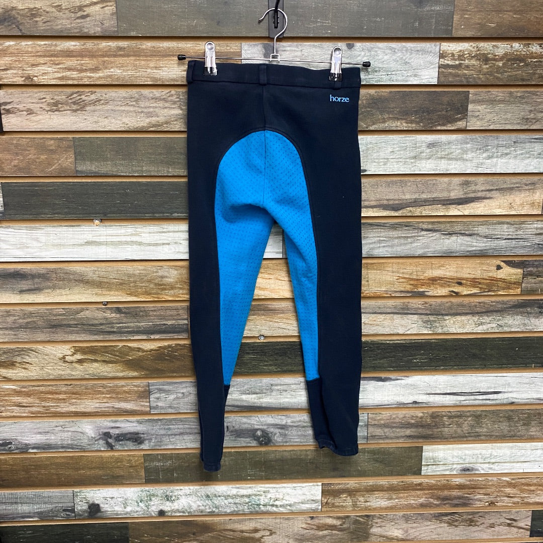 USED Horze Full Seat Breeches Jr Medium Navy/ Light Blue