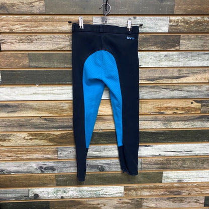 USED Horze Full Seat Breeches Jr Medium Navy/ Light Blue