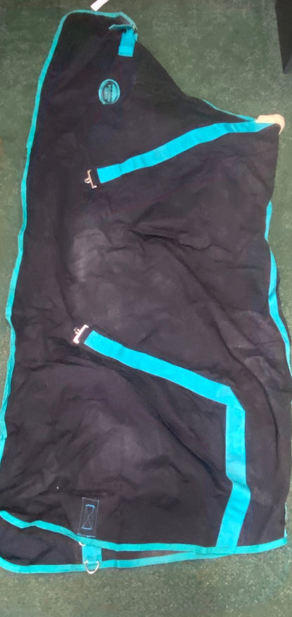 USED WeatherBeeta Stable Sheet (0 Fill) – Black & Teal, Size 76"