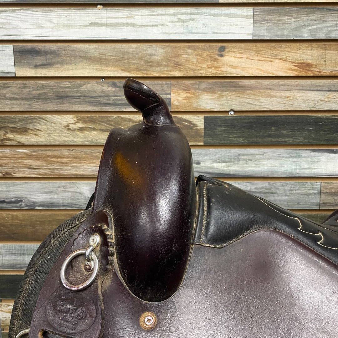 USED Crest Ridge Saddlery Half Synthetic Trail Saddle 15.5" Seat 7" Gullet Dark Oil
