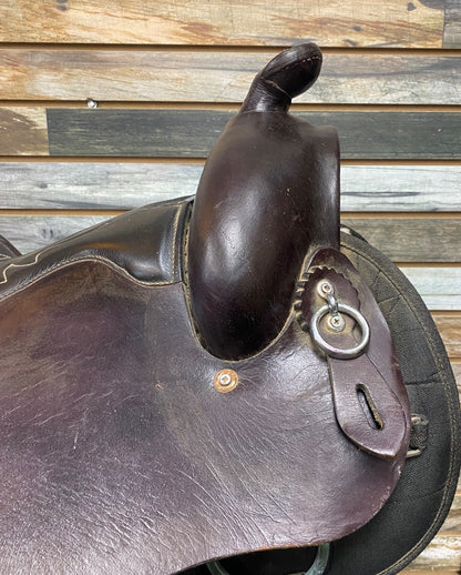 USED Crest Ridge Saddlery Half Synthetic Trail Saddle 15.5" Seat 7" Gullet Dark Oil