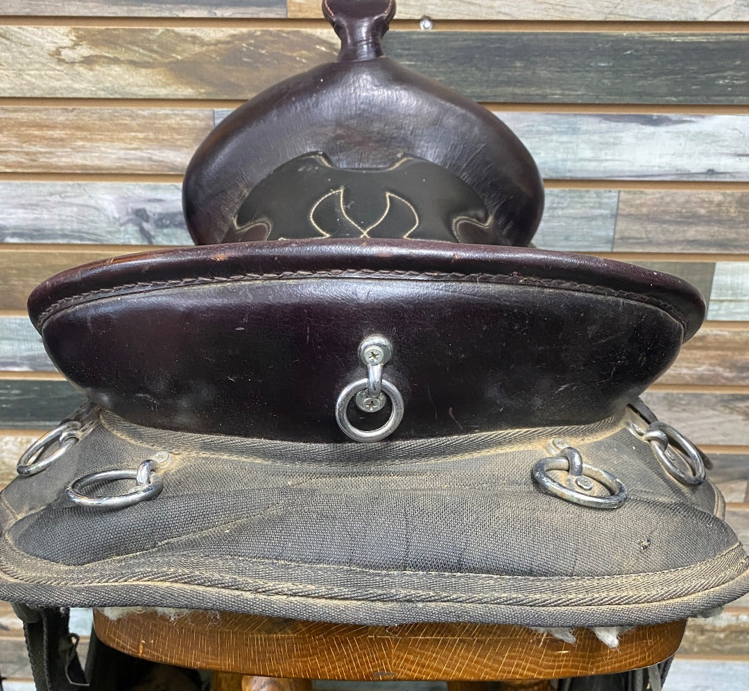 USED Crest Ridge Saddlery Half Synthetic Trail Saddle 15.5" Seat 7" Gullet Dark Oil