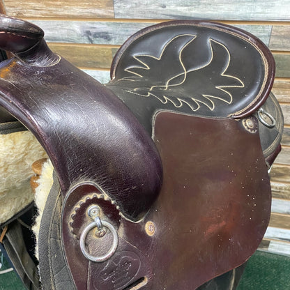 USED Crest Ridge Saddlery Half Synthetic Trail Saddle 15.5" Seat 7" Gullet Dark Oil