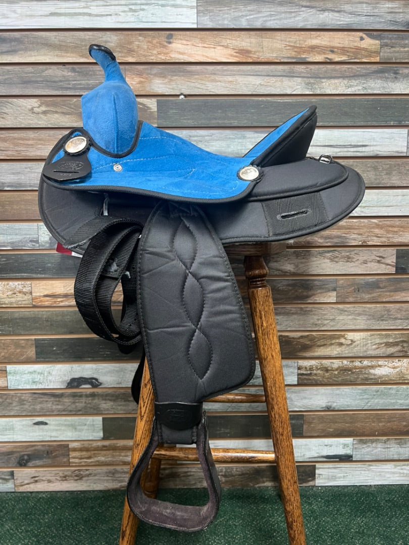 USED King Series Youth Western Saddle 14” Blue/Black