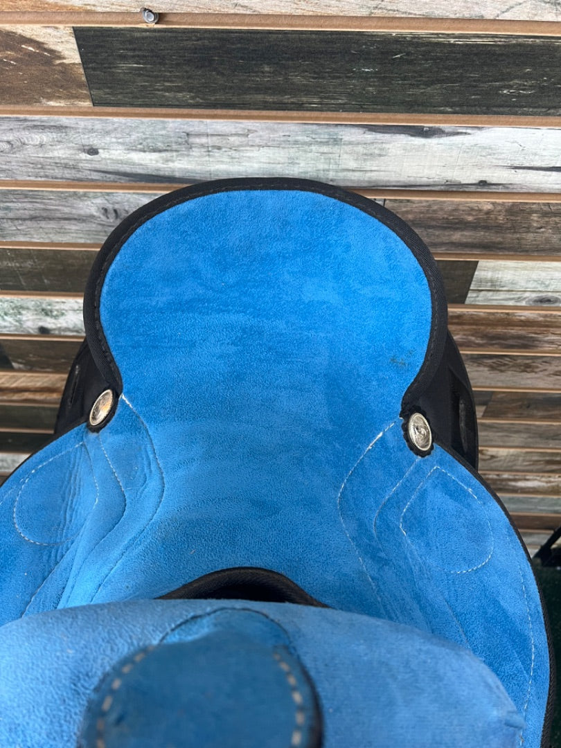 USED King Series Youth Western Saddle 14” Blue/Black