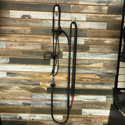 USED Clinton Anderson Rope Halter & 14’ Lead Horse Black