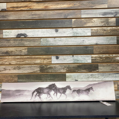 USED Black & White Running Wild Horses Art
