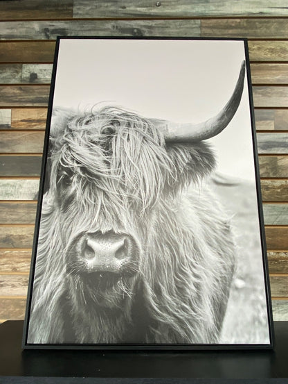 Black & White Highland Cow Canvas Wall Decor  35.38" H x 23.56" W x 1.13" D Black & White