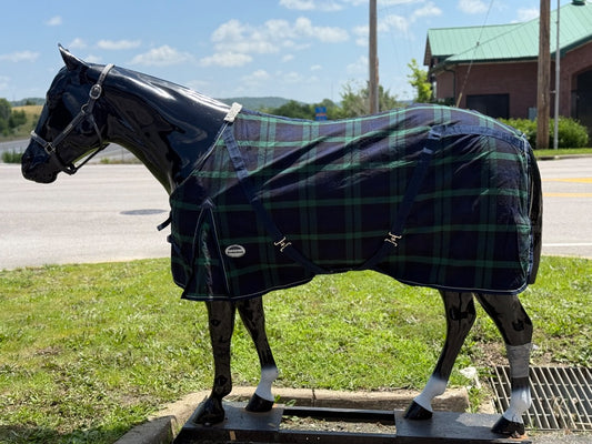 USED 78" Weatherbeeta Navy/Green Plaid Show/Stable Sheet