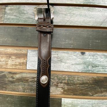 USED Nocona Western Belt 44 Black/Brown