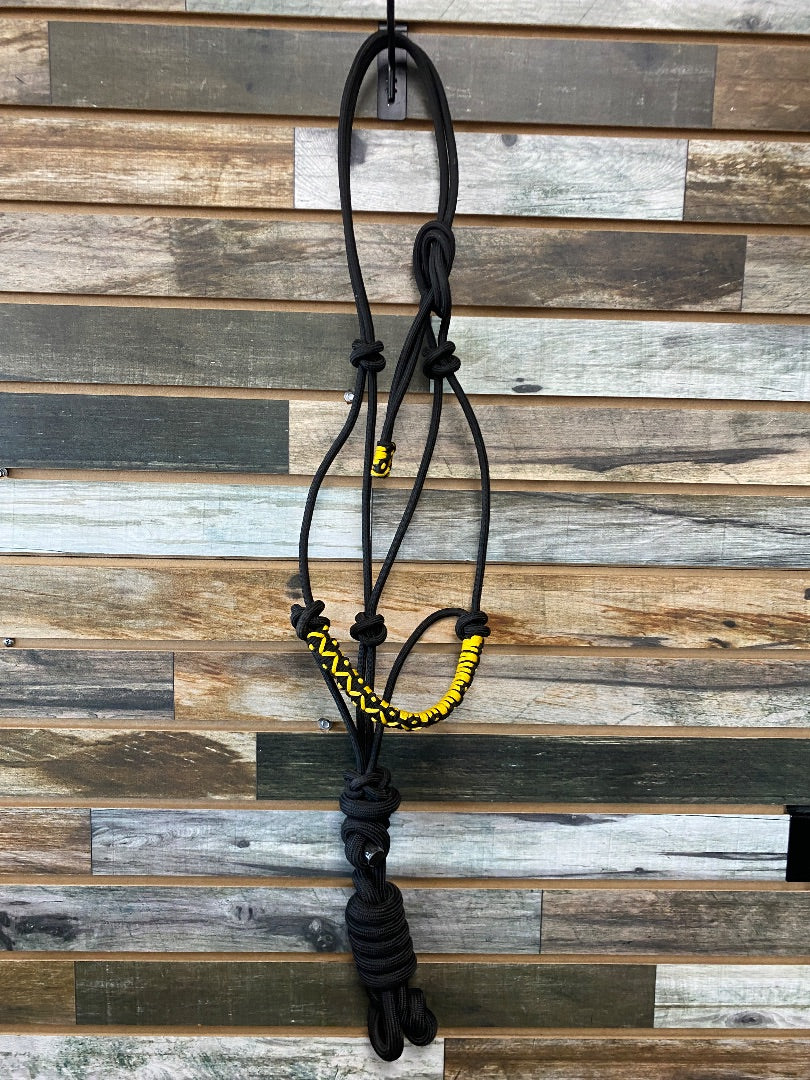 USED  Rope Halter w/ Lead Full Gold/Black
