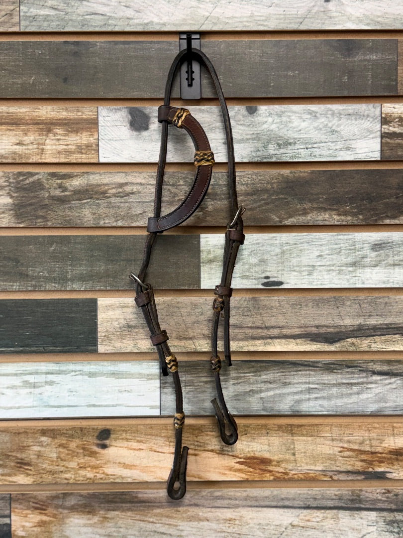 USED Leather One Ear Headstall with Rawhide Wrapped Accents