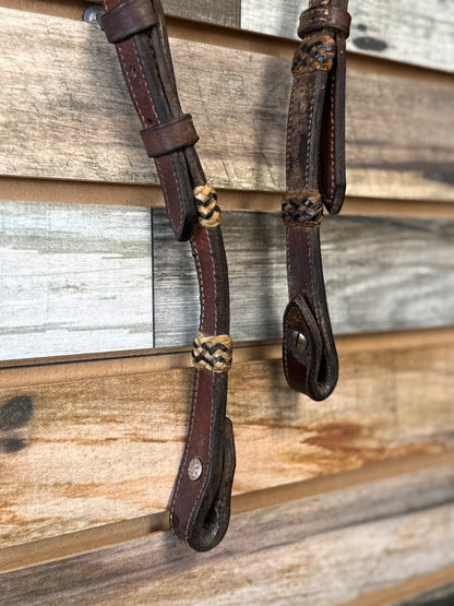 USED Leather One Ear Headstall with Rawhide Wrapped Accents