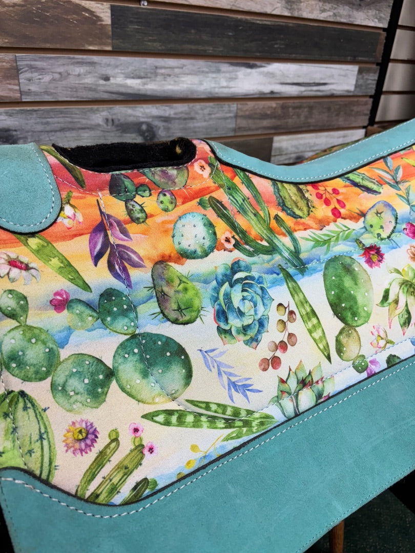 USED Tough 1 Cactus Print Felt Saddle Pad 31x32