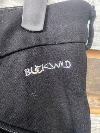 USED Buckwild Ladies full seat breeches 36 Black with Green Cactus pattern