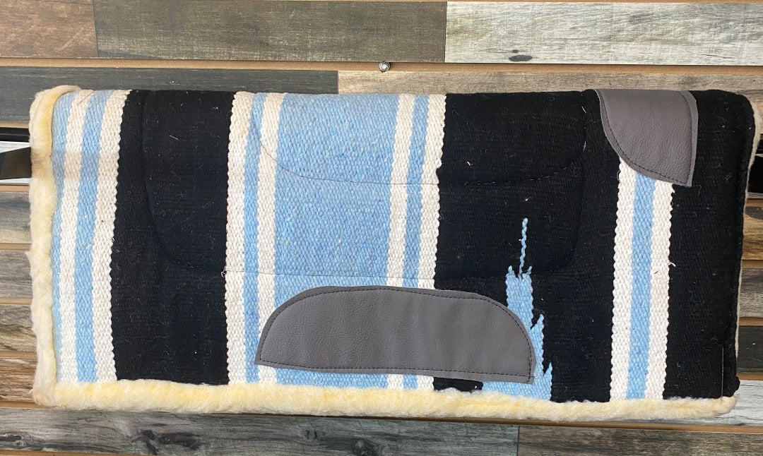 USED  Fleece Lined Western Pad  Light Blue/White/Black